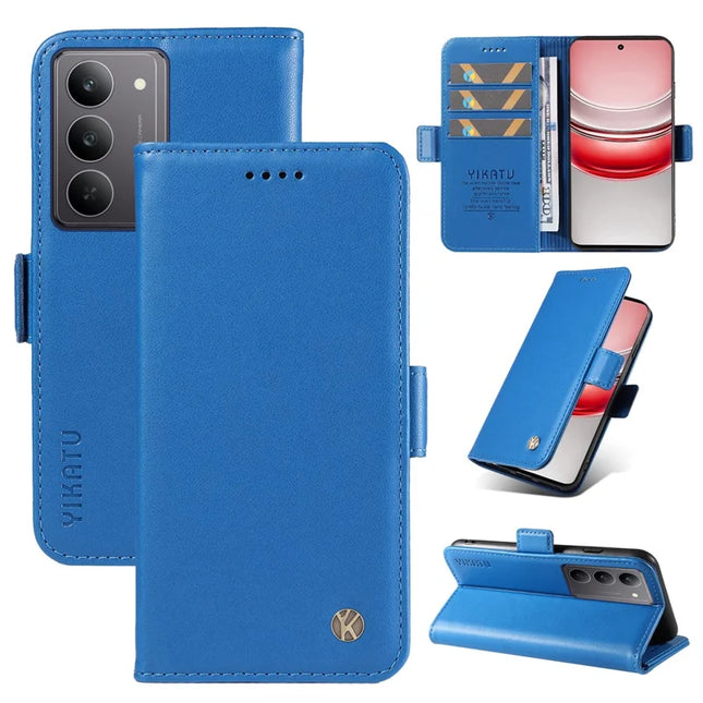 For Realme C75 Wallet Phone Case YIKATU YK-003 Leather Stand Cover - Sky Blue