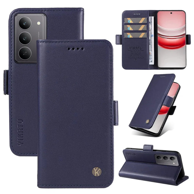 For Realme C75 Wallet Phone Case YIKATU YK-003 Leather Stand Cover - Sapphire