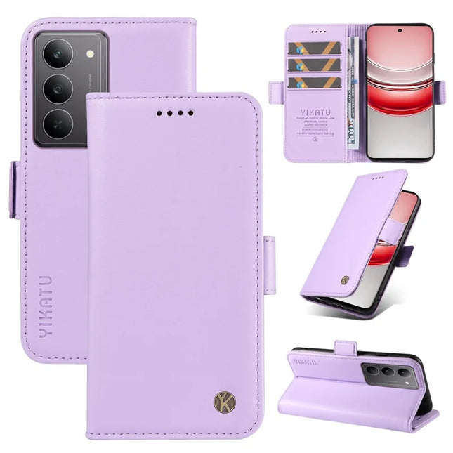 For Realme C75 Wallet Phone Case YIKATU YK-003 Leather Stand Cover -  Light Purple