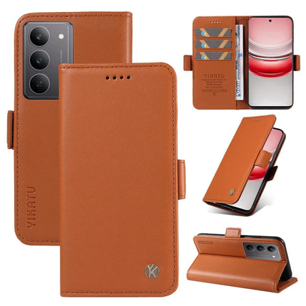 For Realme C75 Wallet Phone Case YIKATU YK-003 Leather Stand Cover - Brown