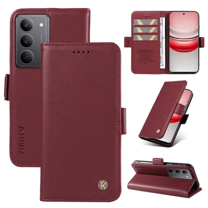 For Realme C75 Wallet Phone Case YIKATU YK-003 Leather Stand Cover - Wine Red
