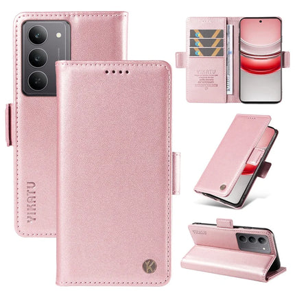 For Realme C75 Wallet Phone Case YIKATU YK-003 Leather Stand Cover - Rose Gold