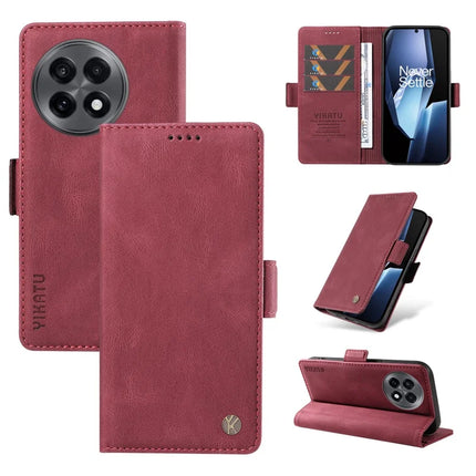 For OnePlus Ace 5G Leather Case YIKATU YK-005 Skin-touch Feeling Wallet Phone Cover - Wine Red