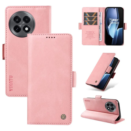 For OnePlus Ace 5G Leather Case YIKATU YK-005 Skin-touch Feeling Wallet Phone Cover - Pink