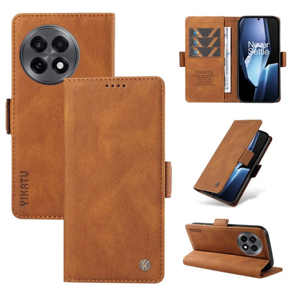 For OnePlus Ace 5G Leather Case YIKATU YK-005 Skin-touch Feeling Wallet Phone Cover - Brown