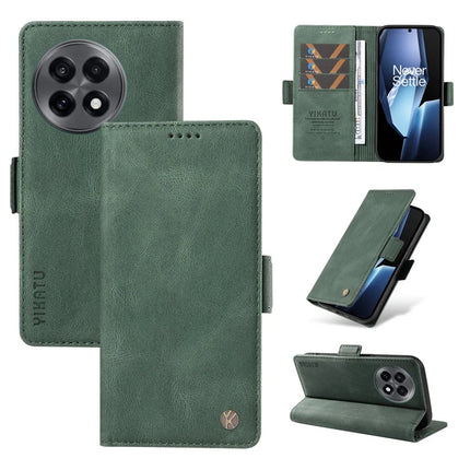 For OnePlus Ace 5G Leather Case YIKATU YK-005 Skin-touch Feeling Wallet Phone Cover - Green