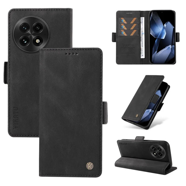 For OnePlus 13 Leather Case YIKATU YK-005 Skin-touch Feeling Wallet Phone Cover - Black