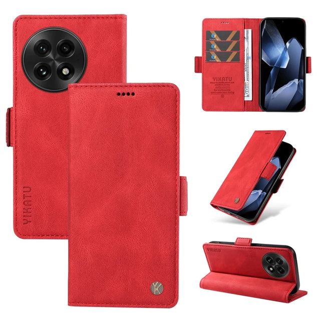 For OnePlus 13 Leather Case YIKATU YK-005 Skin-touch Feeling Wallet Phone Cover - Red