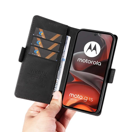 For Motorola Moto G15 4G Leather Case YIKATU YK-005 Skin-touch Feeling Wallet Phone Cover