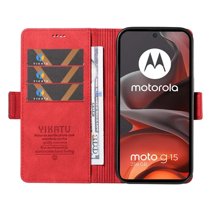 For Motorola Moto G15 4G Leather Case YIKATU YK-005 Skin-touch Feeling Wallet Phone Cover