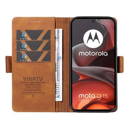 For Motorola Moto G15 4G Leather Case YIKATU YK-005 Skin-touch Feeling Wallet Phone Cover