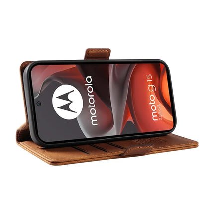 For Motorola Moto G15 4G Leather Case YIKATU YK-005 Skin-touch Feeling Wallet Phone Cover