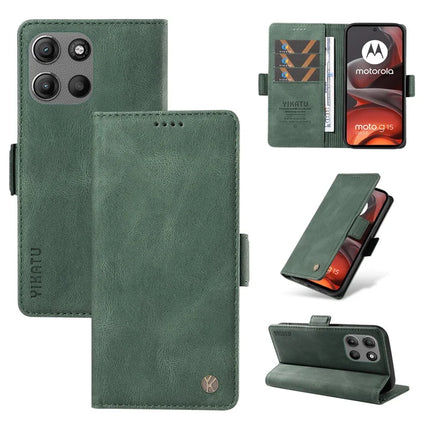 For Motorola Moto G15 4G Leather Case YIKATU YK-005 Skin-touch Feeling Wallet Phone Cover - Green