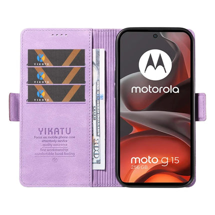 For Motorola Moto G15 4G Leather Case YIKATU YK-005 Skin-touch Feeling Wallet Phone Cover