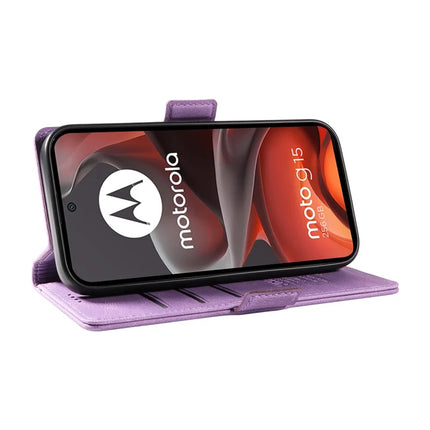 For Motorola Moto G15 4G Leather Case YIKATU YK-005 Skin-touch Feeling Wallet Phone Cover