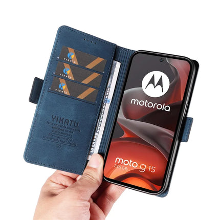 For Motorola Moto G15 4G Leather Case YIKATU YK-005 Skin-touch Feeling Wallet Phone Cover