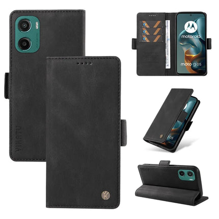 For Motorola Moto G05 4G Leather Case YIKATU YK-005 Skin-touch Feeling Wallet Phone Cover - Black