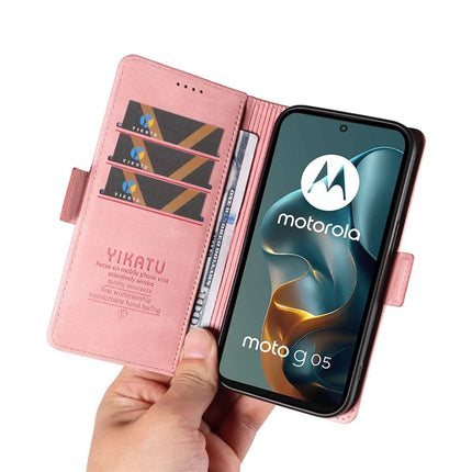 For Motorola Moto G05 4G Leather Case YIKATU YK-005 Skin-touch Feeling Wallet Phone Cover