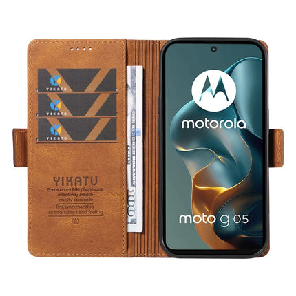 For Motorola Moto G05 4G Leather Case YIKATU YK-005 Skin-touch Feeling Wallet Phone Cover