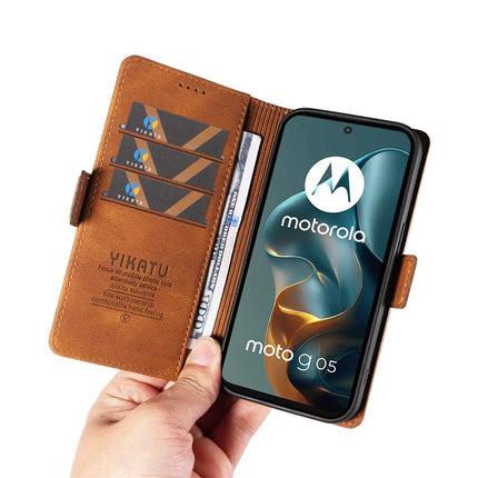 For Motorola Moto G05 4G Leather Case YIKATU YK-005 Skin-touch Feeling Wallet Phone Cover