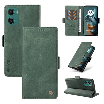 For Motorola Moto G05 4G Leather Case YIKATU YK-005 Skin-touch Feeling Wallet Phone Cover - Green