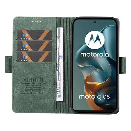 For Motorola Moto G05 4G Leather Case YIKATU YK-005 Skin-touch Feeling Wallet Phone Cover