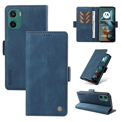 For Motorola Moto G05 4G Leather Case YIKATU YK-005 Skin-touch Feeling Wallet Phone Cover - Blue