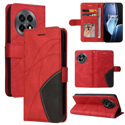 For OnePlus Ace 5G Leather Case Wallet Stand Color Splicing Phone Cover - Red