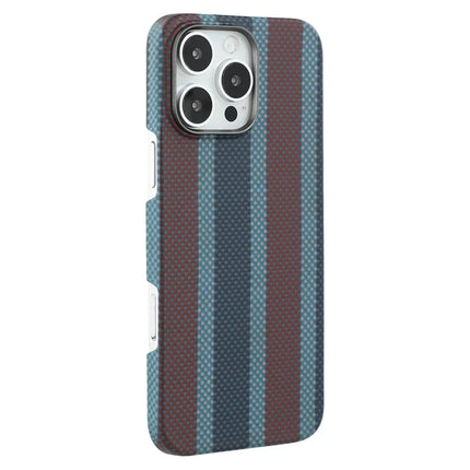 For iPhone 16 Pro Magnetic Case Tri Color Aramid Fiber Slim Phone Cover with Metal Lens Frame