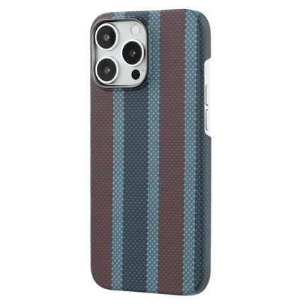 For iPhone 16 Pro Magnetic Case Tri Color Aramid Fiber Slim Phone Cover with Metal Lens Frame