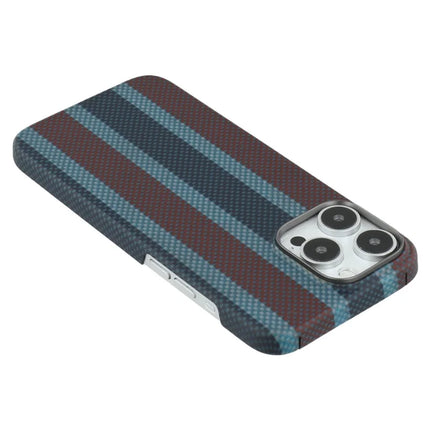 For iPhone 16 Pro Magnetic Case Tri Color Aramid Fiber Slim Phone Cover with Metal Lens Frame