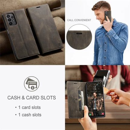 For Samsung Galaxy M23 5G / Galaxy A23 5G (Global Version) Wallet Case AUTSPACE A01 Leather Stand Cover with RFID Blocking Card Holder