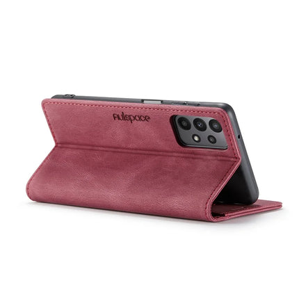 For Samsung Galaxy M23 5G / Galaxy A23 5G (Global Version) Wallet Case AUTSPACE A01 Leather Stand Cover with RFID Blocking Card Holder