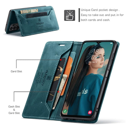 For Samsung Galaxy M23 5G / Galaxy A23 5G (Global Version) Wallet Case AUTSPACE A01 Leather Stand Cover with RFID Blocking Card Holder