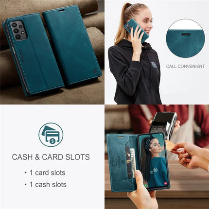 For Samsung Galaxy M23 5G / Galaxy A23 5G (Global Version) Wallet Case AUTSPACE A01 Leather Stand Cover with RFID Blocking Card Holder