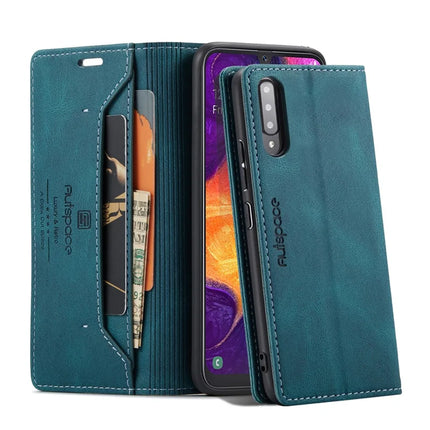 For Samsung Galaxy A50s / Galaxy A30s / Galaxy A50 Wallet Case AUTSPACE A01 Leather Stand Cover with RFID Blocking Card Holder - Blue
