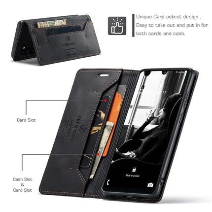For Samsung Galaxy A31 Wallet Case AUTSPACE A01 Leather Stand Cover with RFID Blocking Card Holder