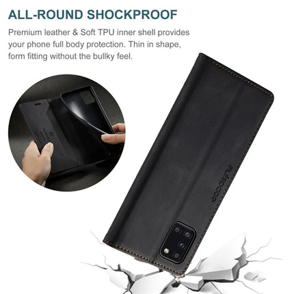 For Samsung Galaxy A31 Wallet Case AUTSPACE A01 Leather Stand Cover with RFID Blocking Card Holder