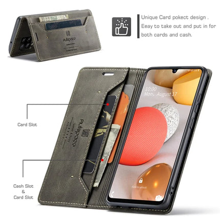 For Samsung Galaxy M42 5G / Galaxy A42 5G Wallet Case AUTSPACE A01 Leather Stand Cover with RFID Blocking Card Holder