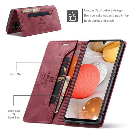 For Samsung Galaxy M42 5G / Galaxy A42 5G Wallet Case AUTSPACE A01 Leather Stand Cover with RFID Blocking Card Holder