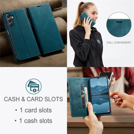 For Samsung Galaxy A24 4G (162.1 x 77.6 x 8.3mm) Wallet Case AUTSPACE A01 Leather Stand Cover with RFID Blocking Card Holder