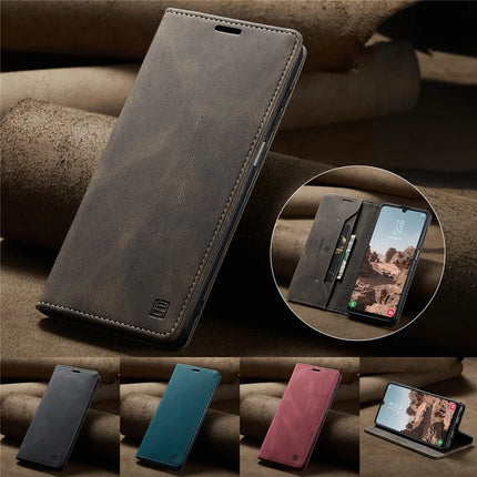 For Samsung Galaxy A24 4G (162.1 x 77.6 x 8.3mm) Wallet Case AUTSPACE A01 Leather Stand Cover with RFID Blocking Card Holder
