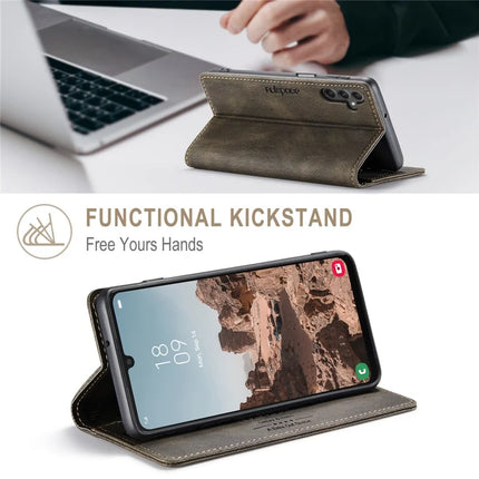 For Samsung Galaxy A24 4G (162.1 x 77.6 x 8.3mm) Wallet Case AUTSPACE A01 Leather Stand Cover with RFID Blocking Card Holder