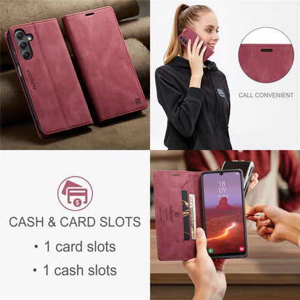 For Samsung Galaxy A24 4G (162.1 x 77.6 x 8.3mm) Wallet Case AUTSPACE A01 Leather Stand Cover with RFID Blocking Card Holder