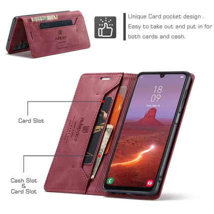 For Samsung Galaxy A24 4G (162.1 x 77.6 x 8.3mm) Wallet Case AUTSPACE A01 Leather Stand Cover with RFID Blocking Card Holder