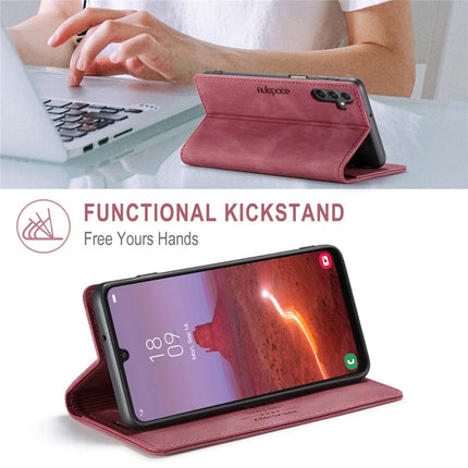 For Samsung Galaxy A24 4G (162.1 x 77.6 x 8.3mm) Wallet Case AUTSPACE A01 Leather Stand Cover with RFID Blocking Card Holder