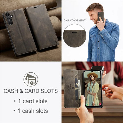 For Samsung Galaxy A15 5G / Galaxy A15 4G Wallet Case AUTSPACE A01 Leather Stand Cover with RFID Blocking Card Holder