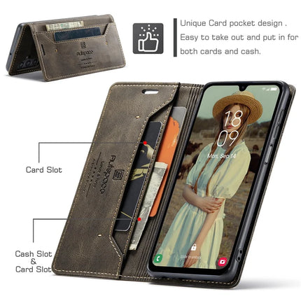 For Samsung Galaxy A15 5G / Galaxy A15 4G Wallet Case AUTSPACE A01 Leather Stand Cover with RFID Blocking Card Holder