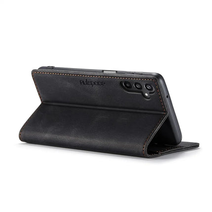 For Samsung Galaxy A15 5G / Galaxy A15 4G Wallet Case AUTSPACE A01 Leather Stand Cover with RFID Blocking Card Holder