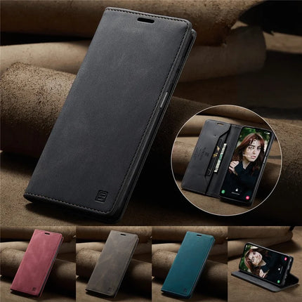 For Samsung Galaxy A15 5G / Galaxy A15 4G Wallet Case AUTSPACE A01 Leather Stand Cover with RFID Blocking Card Holder